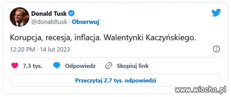 Tusk nie zapomniał o Kaczyńskim w Walentynki.