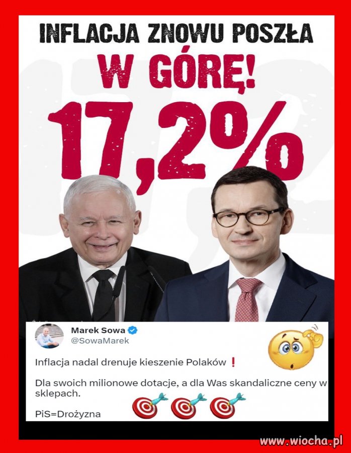 17,2% PiSinflacji. Najwyższa inflacja od ćwierćwiecza.