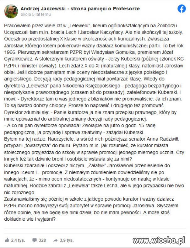 Wspomnienia profesora o braciach Kaczynskich...