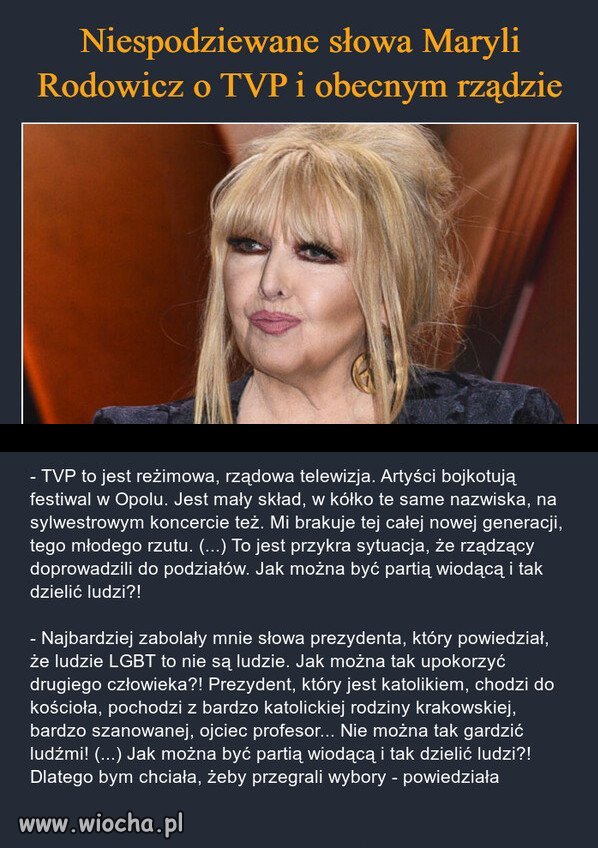 Rodowicz to idol elektoratu PiSu, to musiało zaboleć!