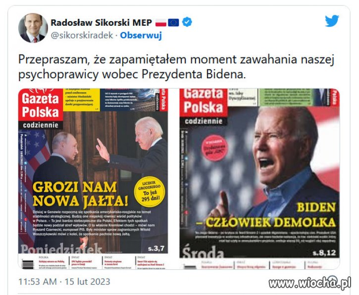 PiS łasi się do Bidena, a wcześniej go poniżał.
