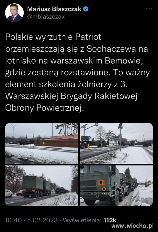 Geniusz podaje rozmieszczenie wyrzutni Patriot: