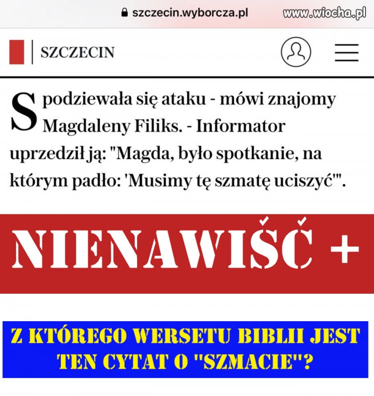 Ciekawi mnie, z którego wersetu biblii jest ten cytat o ''szmacie''.