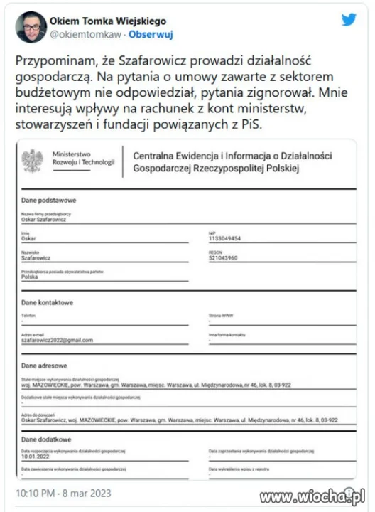 Skąd Oskar Szafarowicz ma pieniądze? 