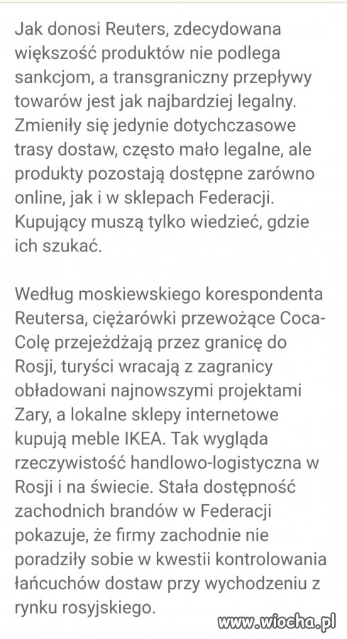 Tak działają zachodnie sankcje nałożone na Rosje