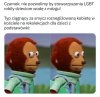 Kobieta ubrana w same majtki i bluzkę, szarpana i 