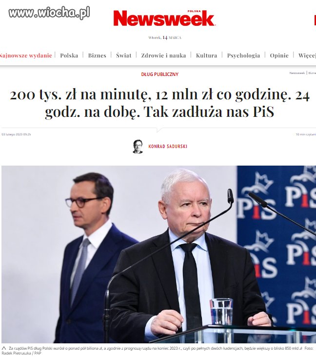 Dług Polski wzrośnie na koniec roku o 850 mld zł