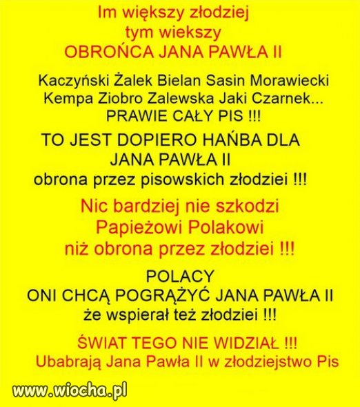 Bez poparcia z ambony, nie było by złodzejskiej partii PiSu!