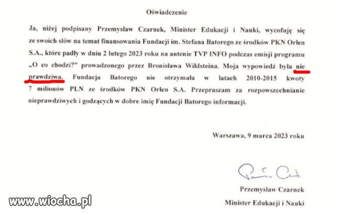 Czarnek - kłamca i debil. 