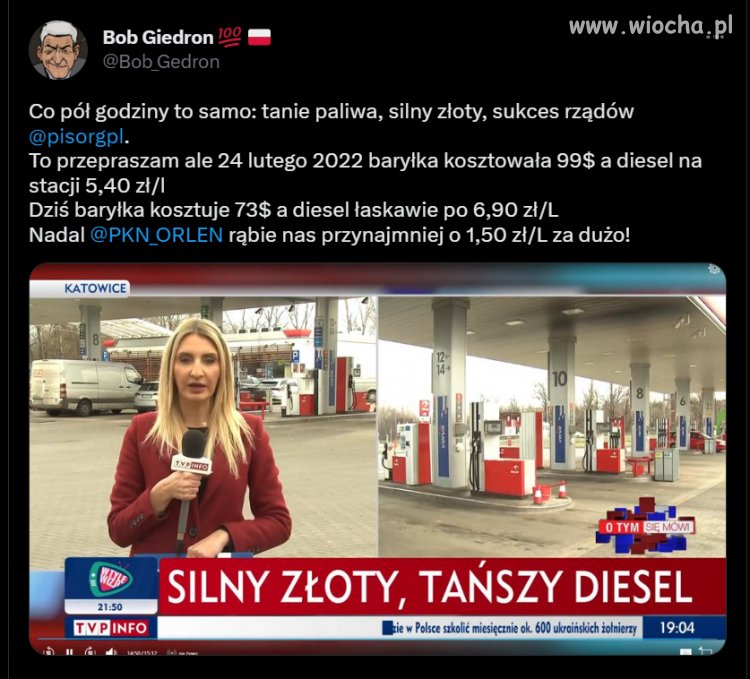 Ciągle to samo; tanie paliwo, silna złotówka, sukces rządów pis...   