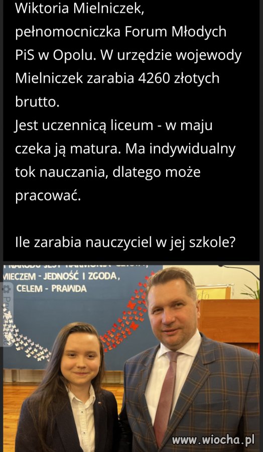 Licealistka z PiS zarabia więcej niż nauczyciel