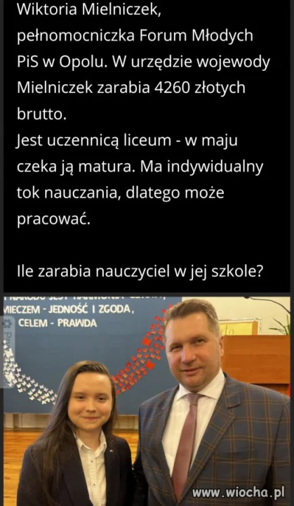 Licealistka z PiS zarabia więcej niż nauczyciel