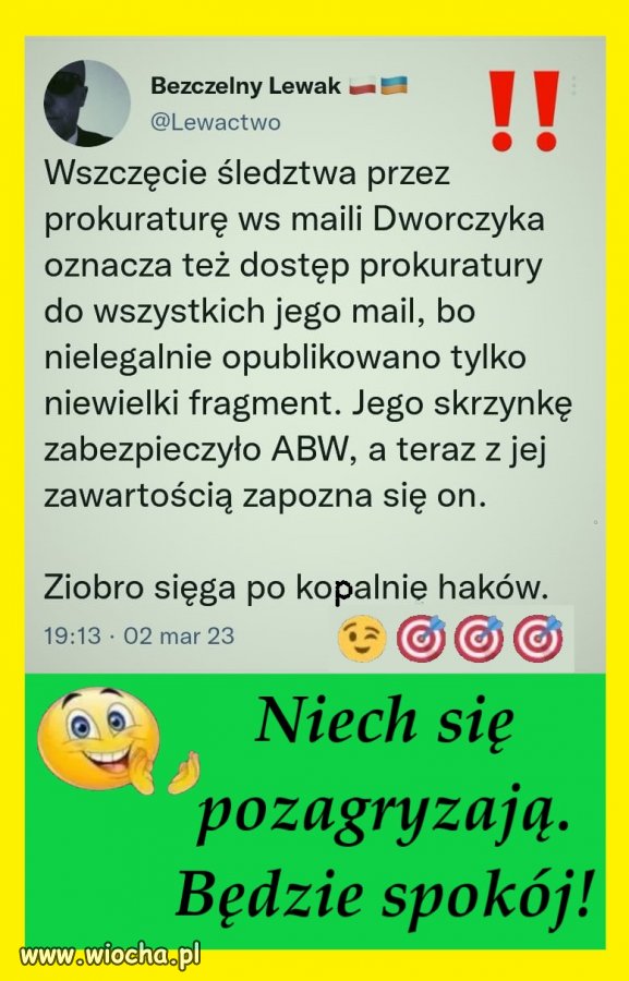 Ziobro ma haki na wszystkich z pis, dlatego chodzi taki nadęty