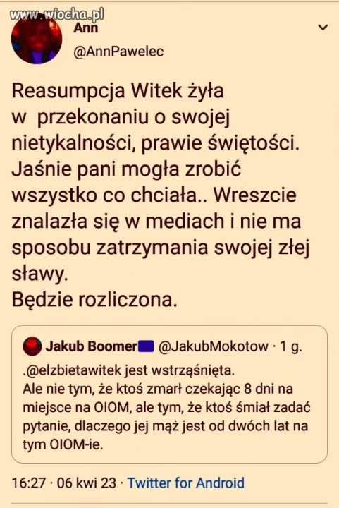 Witek jest wstrząśnięta  tym, że się wydało, 