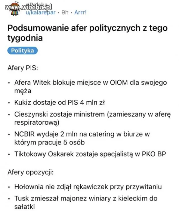 Bardzo trafne podsumowanie tygodnia.