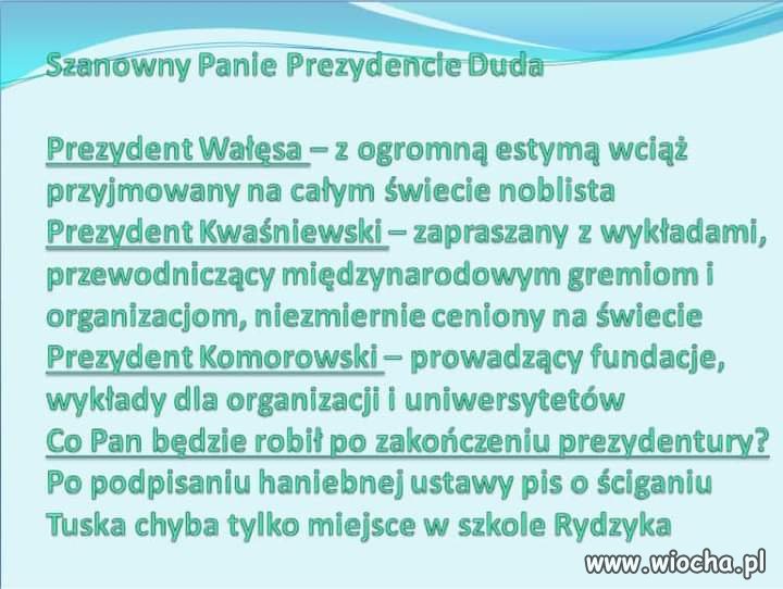 Szanowny panie prezydencie ... Czekamy na odpowiedź!