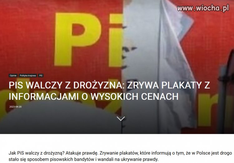 PiS walczy z inflacja, zrywajac plakaty...