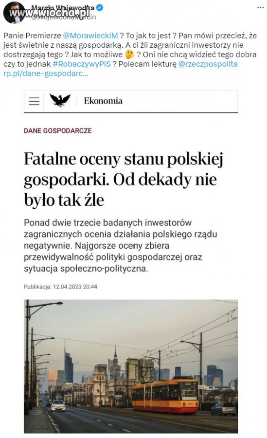 Rząd prowadzi Polskę do katastrofy gospodarczej.