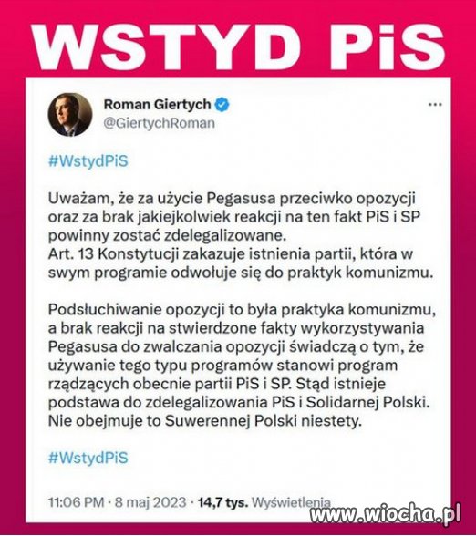 PiS i SP powinny zostać zdelegalizowane.