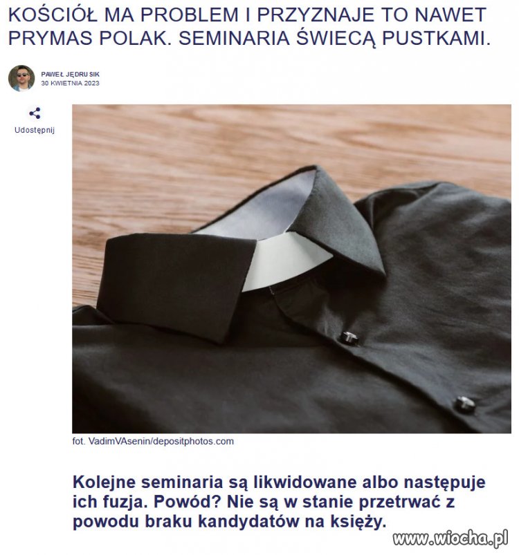 Upadek sekty kościoła w Polsce, coraz bardziej widoczny...