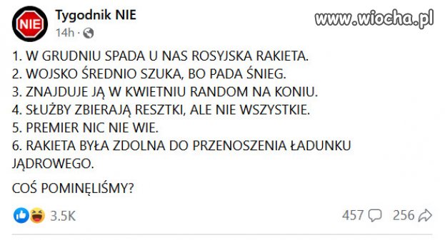 Za czasów rządów PO nikt nie znalazł takiej rakiety!