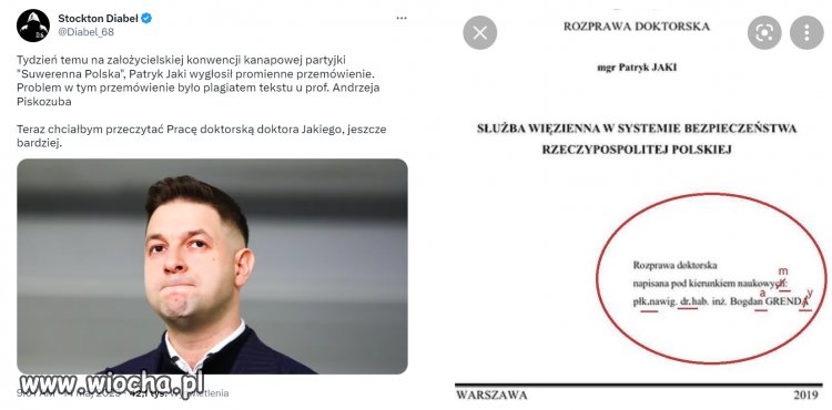 Strona tytułowa pracy doktorskiej pana Jakiego.