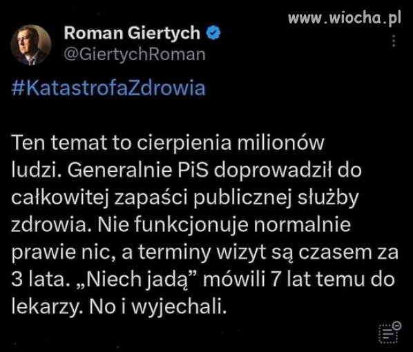 To co PIS zrobił ze służbą zdrowia to jest granda i kryminał.