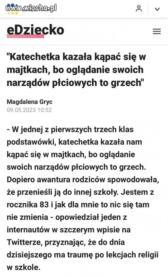 Dotykanie swoich narządów to też grzech. 
