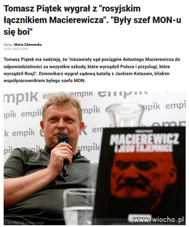 "Macierewicz i jego tajemnice" jako rosyjskiego łącznika