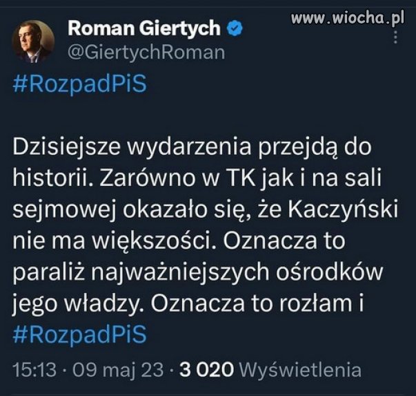 Rozpad PiS staje się faktem.