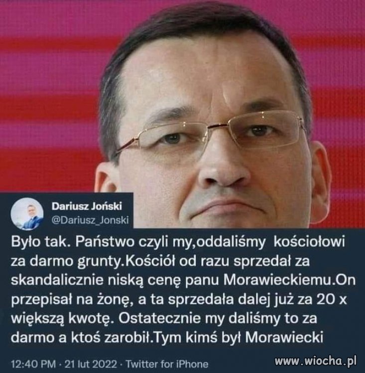 Zapomniał dodać, ze ten co sprzedał Morawieckim ziemie, dostał generalską emeryturę