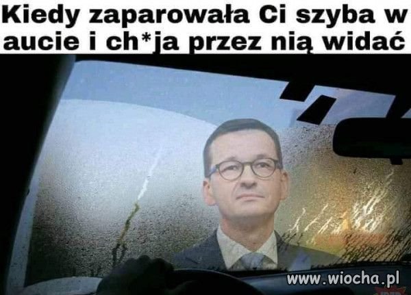 Zaparowana szyba w passacie Janusza.
