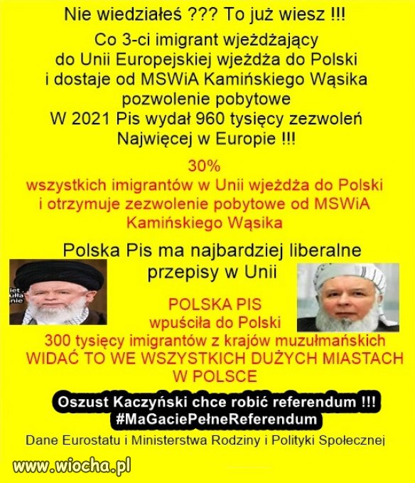 Z braku pomyslow Kaczynski chcial szczuc na imigrantow...