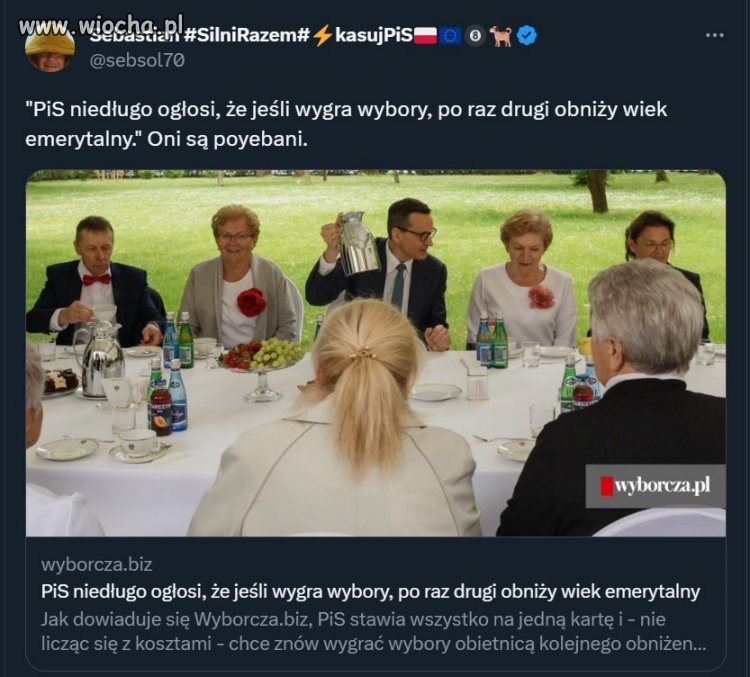 Pis niedługo ogłosi, że jeśli wygra wybory, po raz drugi obniży wiek emerytalny.