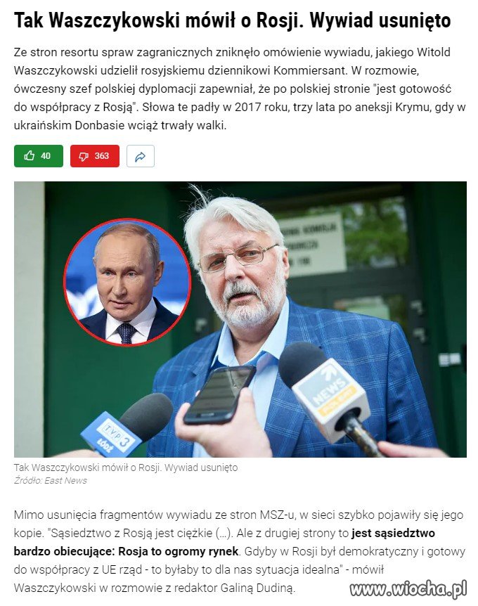 Waszczykowski ubolewał jednak, że "po stronie