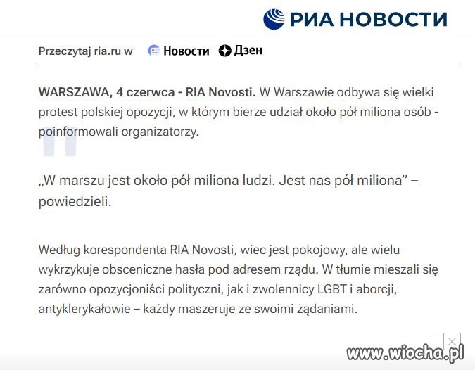 Ruskie media o marszu w Warszawie