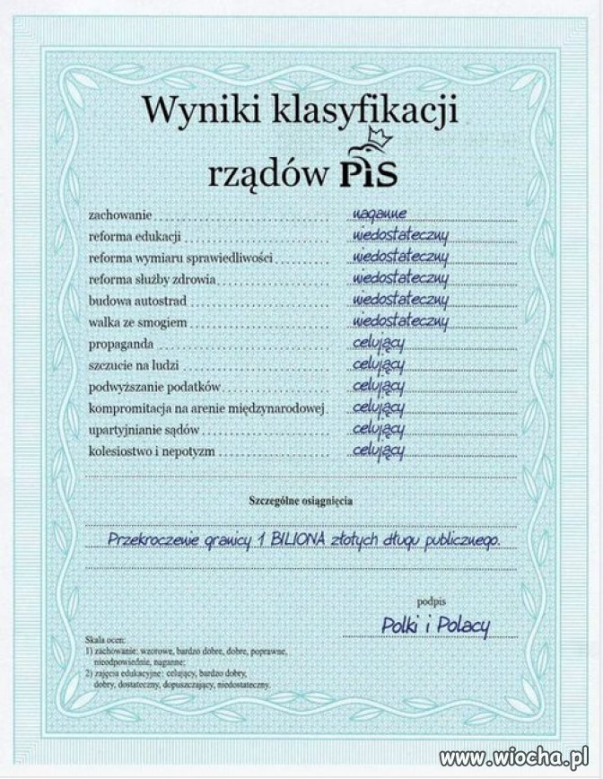 Czas na "Laurke" rzadow PiSu...