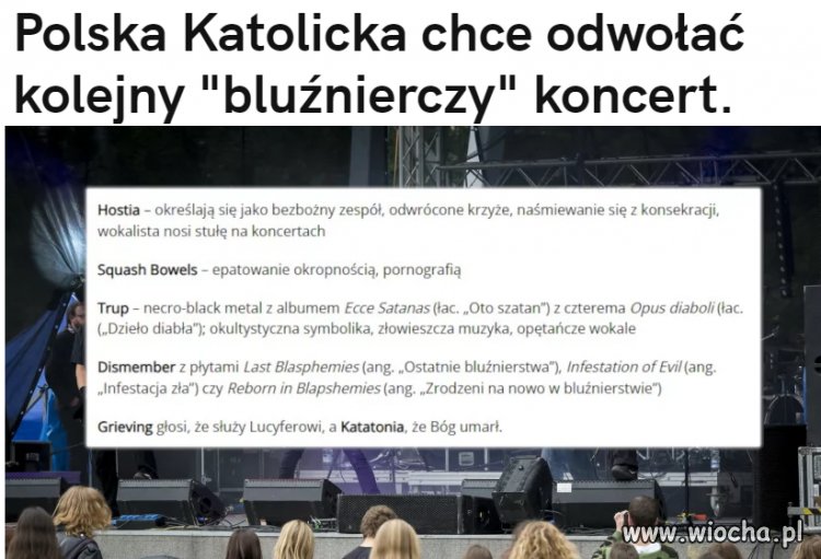 Chcą odwołać koncert bo promuje okultyzm