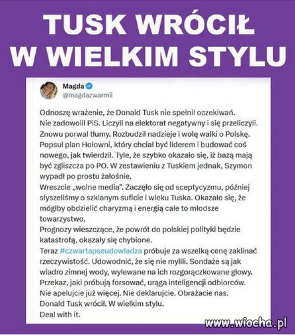 Tusk wrócił w wielkim stylu...slychac wycie PiSu, znakomicie!