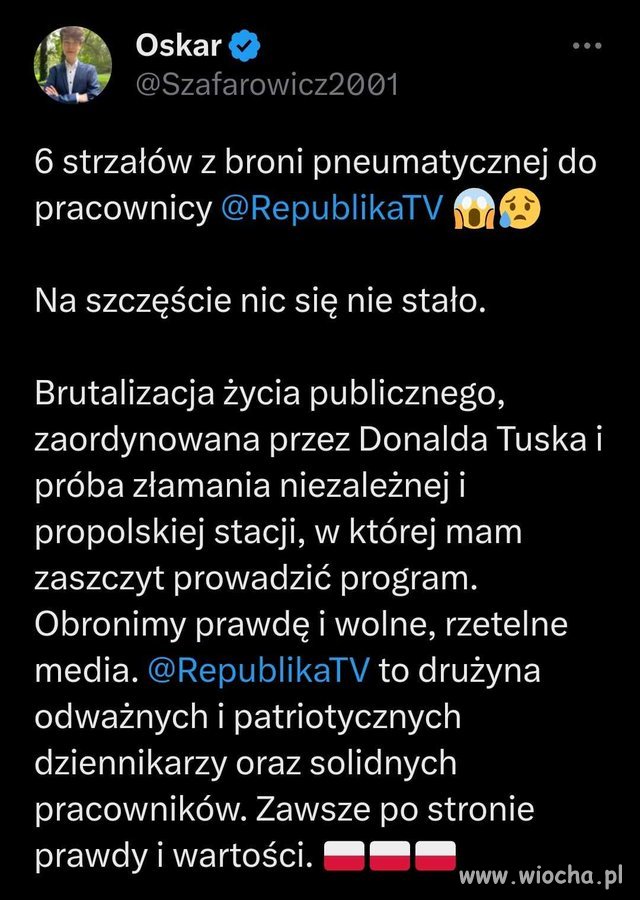Okazuje się, że ''zamachu'' na pracownicę TV Republika dokonano 