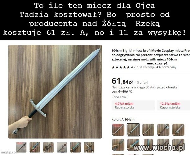 Podróbka miecza dla Tadzia kosztowała ćwierć miliona zł