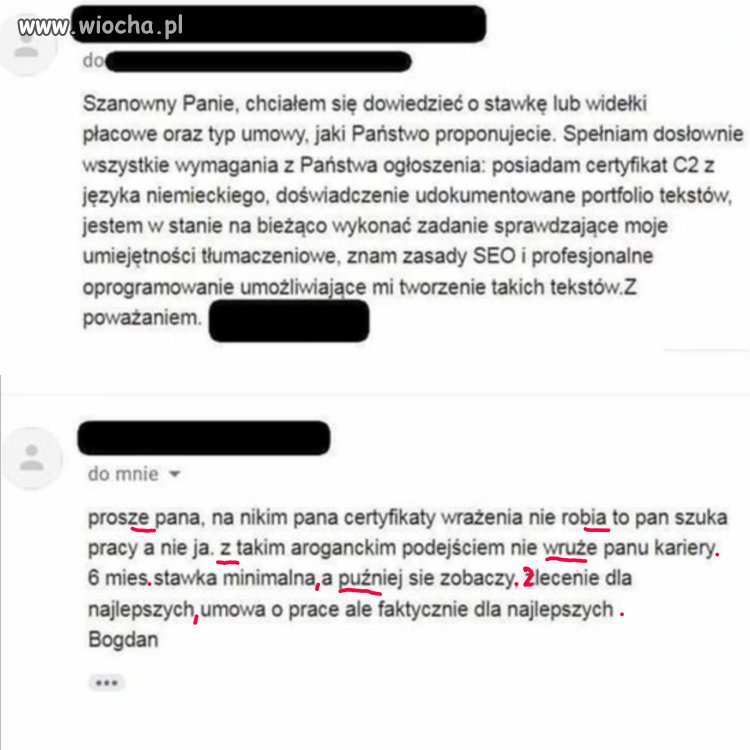Takie tam kiedy obrażasz przyszłego szefa pytaniem