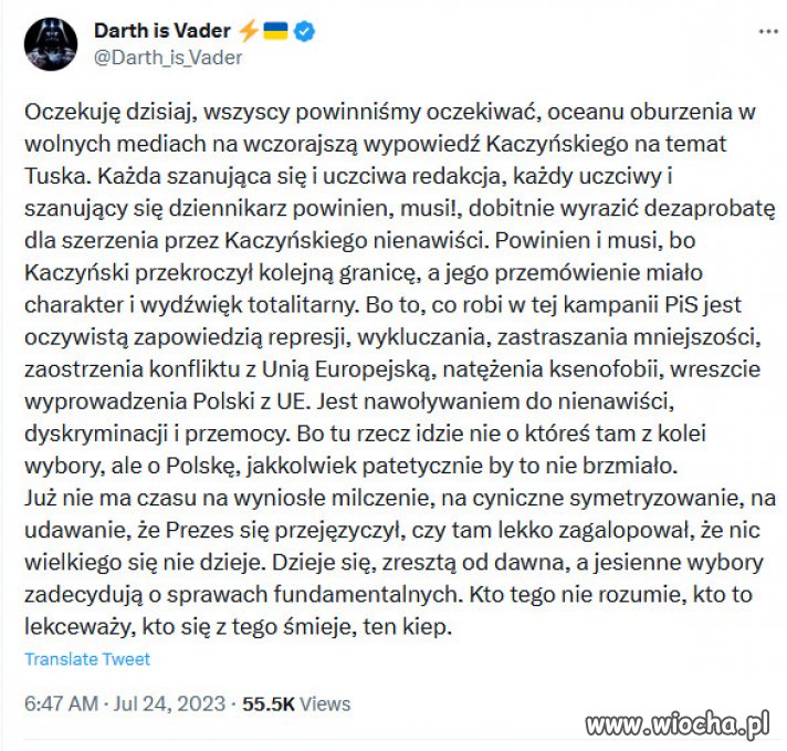Totalitarne przemówienie Kaczyńskiego. idzie drogą NSDAP?