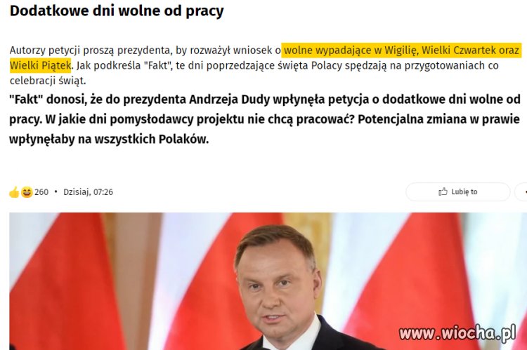 Katolikom marzą się kolejne wolne dni