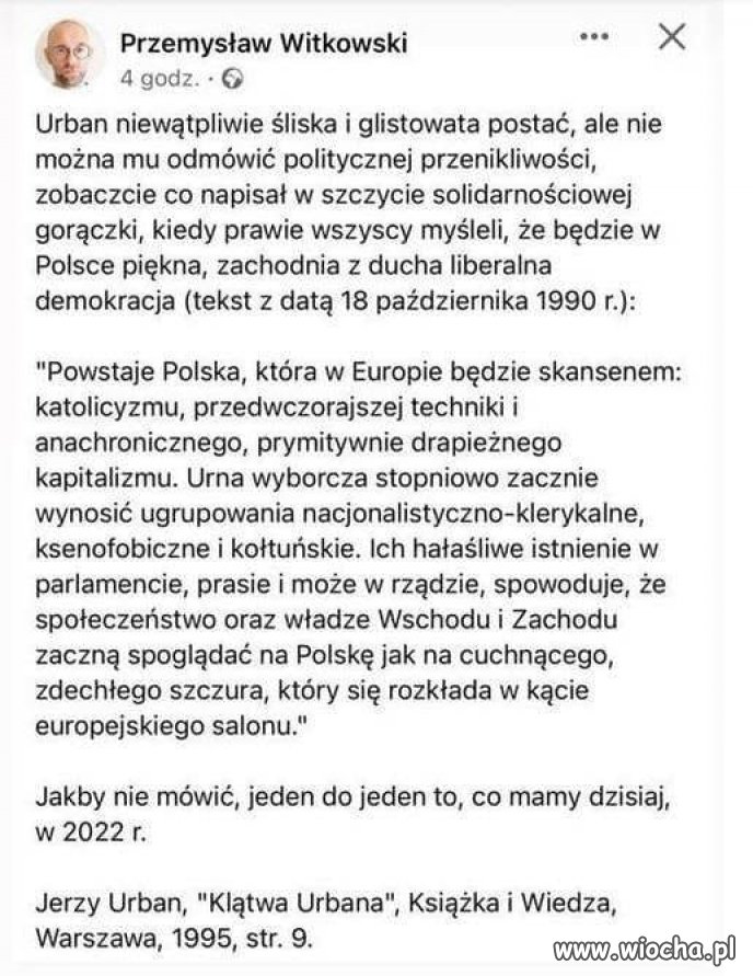 Uwielbiałam jego felietony w NIE, trafne , wnikliwe i z humorem opisy rzeczywistości polskiej polityki…
