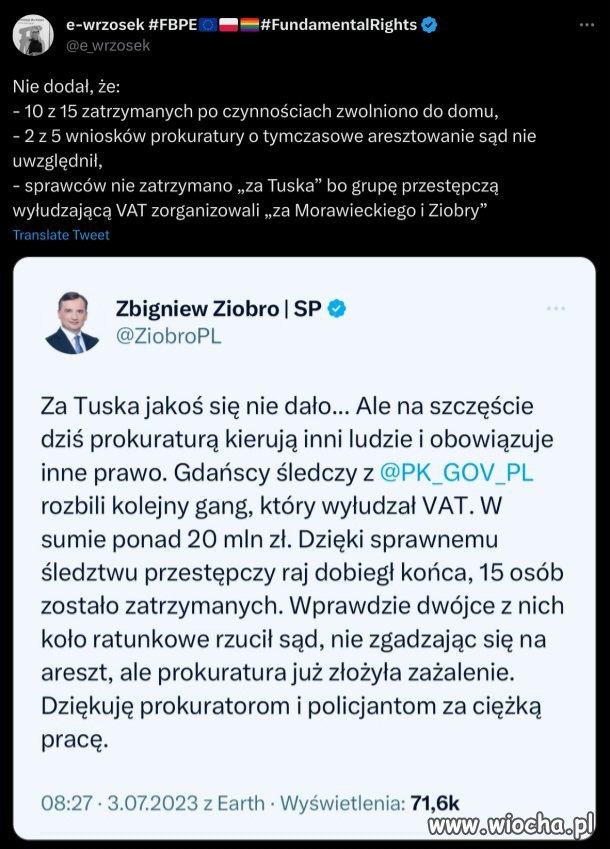 Debil Ziobro znów zaorany