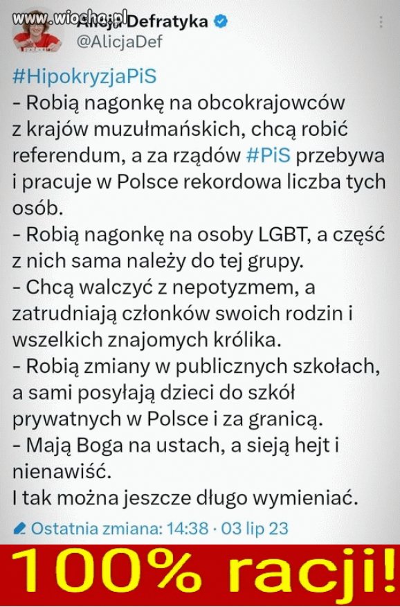 Pisowska hipokryzja
