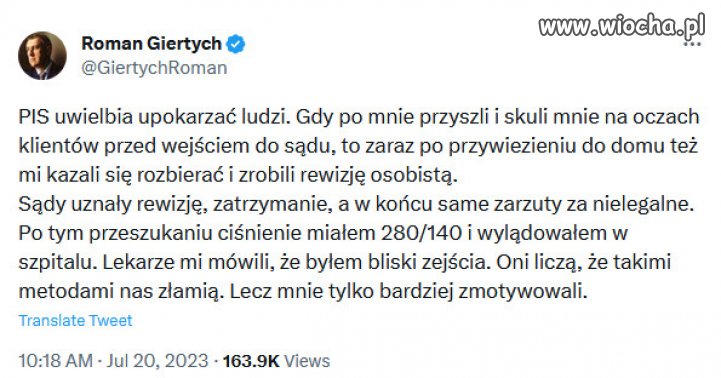 PiS upokarza i zastrasza ludzi. Inaczej nie potrafią