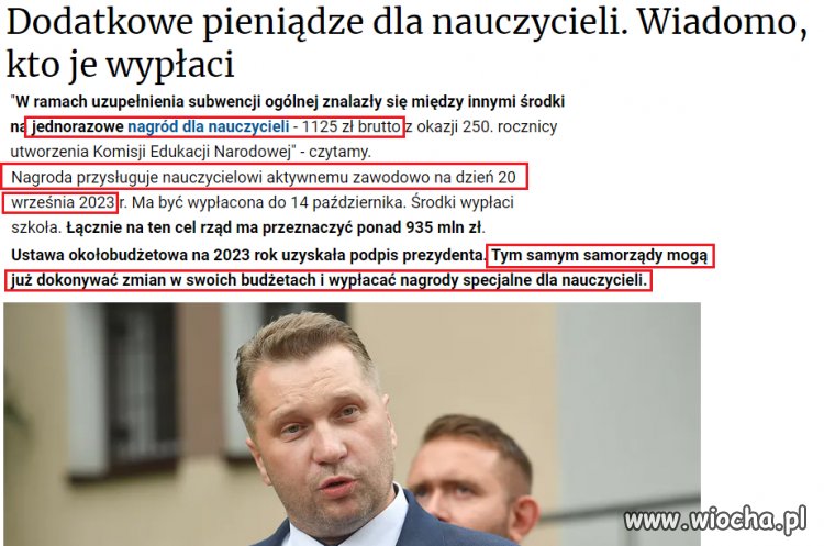 Obiecali jednorazowy ochłap nauczycielom