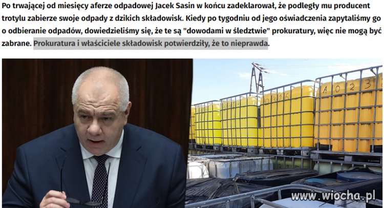 Sasin obiecywał uprzątnięcie składowisk